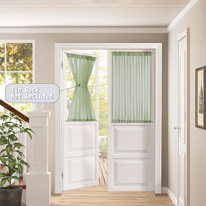 Tollpiz Small Sheer Door Curtain Closet Linen Textured Curtain Sheers Doorway - Image 2