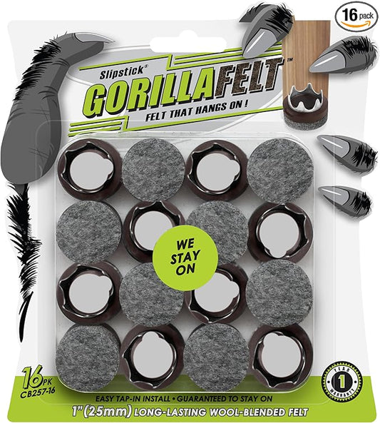 GorillaFelt Chair Leg Floor Protectors/Felt Chair Glides Tap-On Felt Furniture by Slipstick