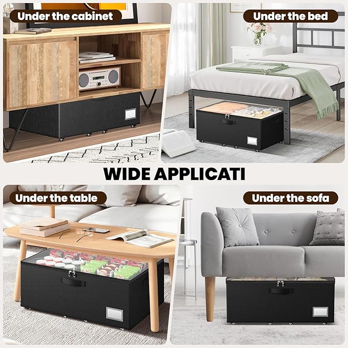 Underbed Storage with Wheels, 2 Pack Under Bed Storage Containers with Clear - Image 7