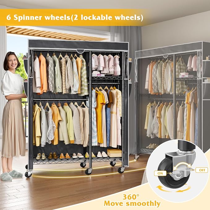 Raybee Clothes Rack with Cover, Clothing Racks