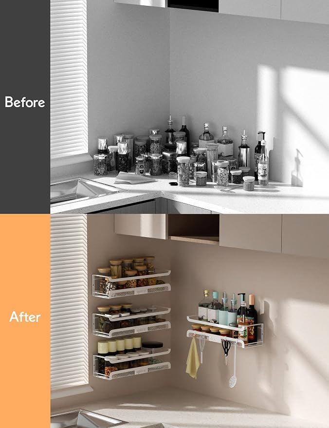 Spice Rack Wall Mount with Hooks - Image 6