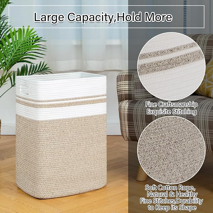 OIAHOMY 91L Laundry Hamper, XXXLarge Laundry Basket, Collapsible Cotton Rope - Image 5