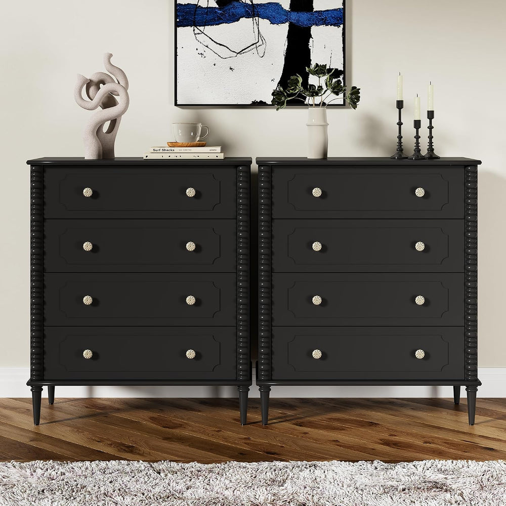 Dresser for Bedroom, 37" Tall Dresser with 4 Drawers, Black