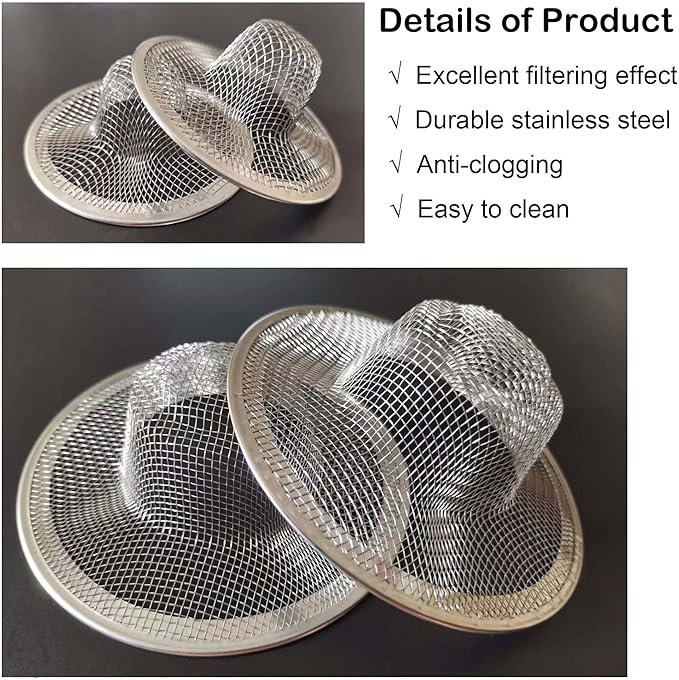 20Pcs Bathroom Sink Drain Strainer Screen Mesh, 2.75'' Stainless Steel Slop - Image 3