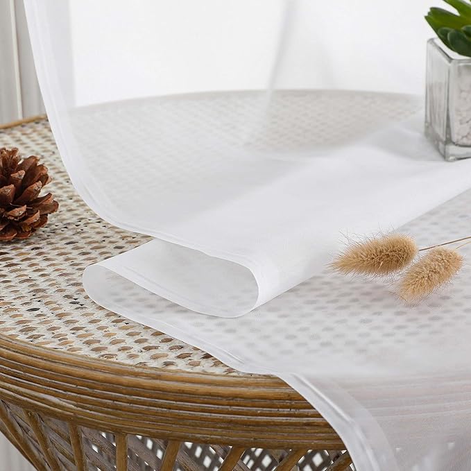 Chyhomenyc White Sheer Curtains 96 Inches Long 2 Panels, Light Filtering White - Image 7