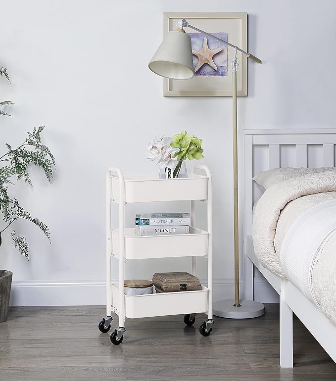 SunnyPoint 3-Tier Delicate Compact Rolling Metal Storage Organizer - Image 5