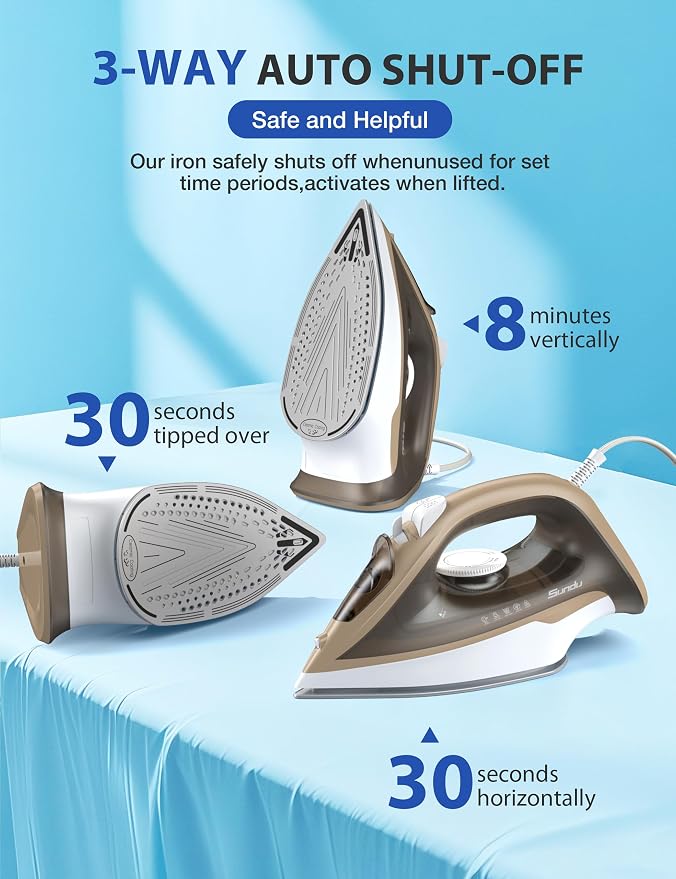 Large Irons Steamer for Clothes, 1500W Iron Non-Stick Ceramic Soleplate - Image 5