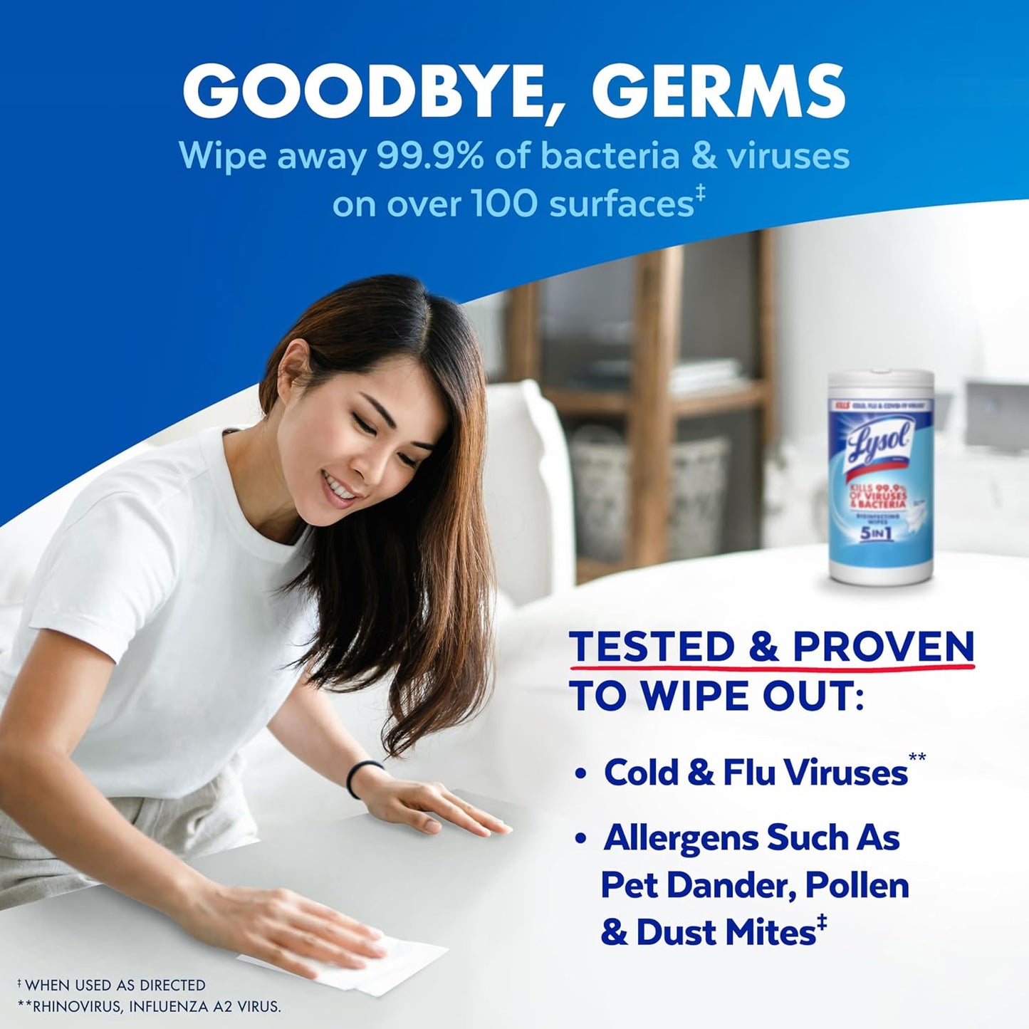 Lysol Disinfecting Wipes, Multi-Surface Cleaner, Crisp Linen, 80 ct. | All Purpose Cleaner, Sanitizing, Deodorizing, Apartment Essentials, Back To School Cleaning Supplies, Kitchen & Bathroom Wipe