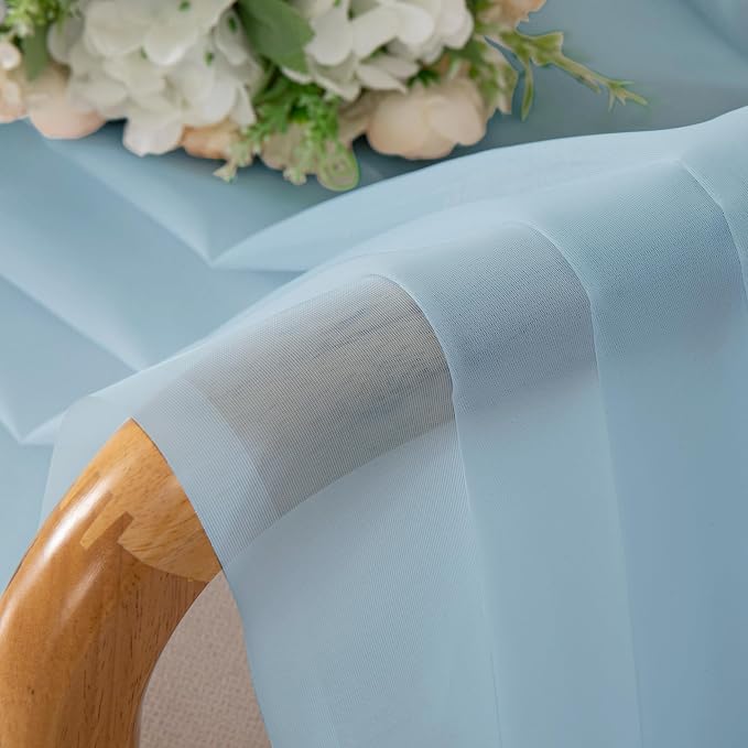 Chyhomenyc Light Blue Sheer Curtains 84 Inch Length 2 Panels, Light Filtering - Image 7