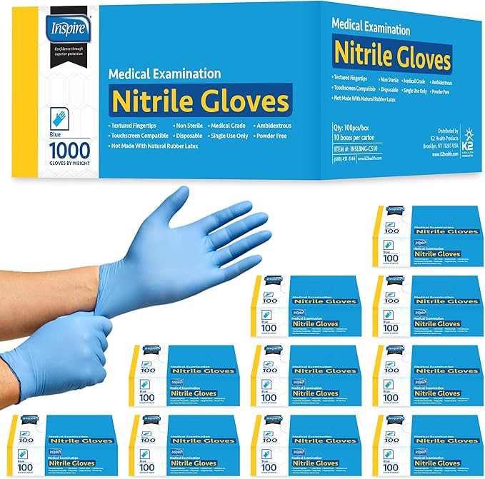 Inspire Nitrile Exam Gloves | The Original Quality Stretch Nitrile Cobalt Blue by Inspire