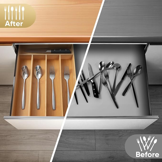 Silverware Organizer, 2 Pack 10 Inch Utensil Organizer Kitchen Drawer Organizer - Image 4