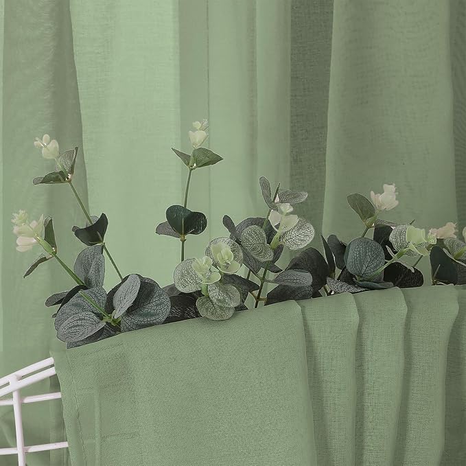 Tollpiz Short Sheer Curtains Linen Textured Bedroom Curtain Sheers Light - Image 6