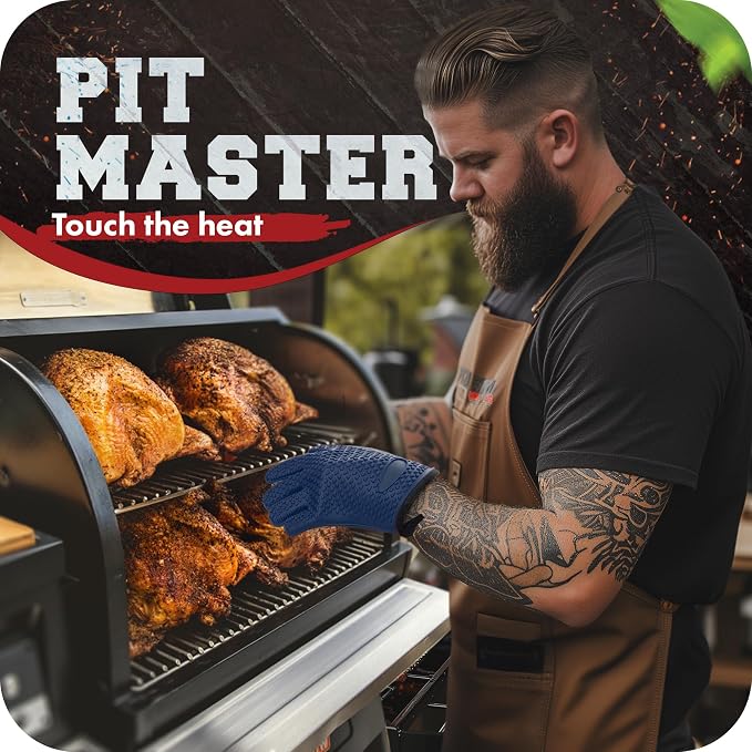 KITCHEN PERFECTION XL Silicone Smoker Oven Gloves-Extreme Heat Resistant BBQ - Image 3