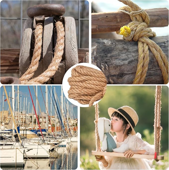 3/4 inch Hemp Rope, 82 Feet Twisted Manila Rope - Image 7