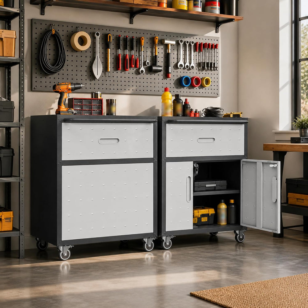 SAWJEC Rolling Tool Cabinet with Wheels, 1-Drawer Locking Steel Cabinet