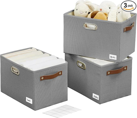 Large 3-Pack Foldable Fabric Storage Bins by Bagnizer
