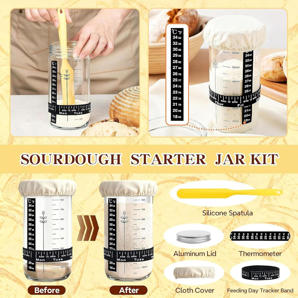 Beginner Sourdough Starter Kit - 9" Round & 10" Oval Banneton P...