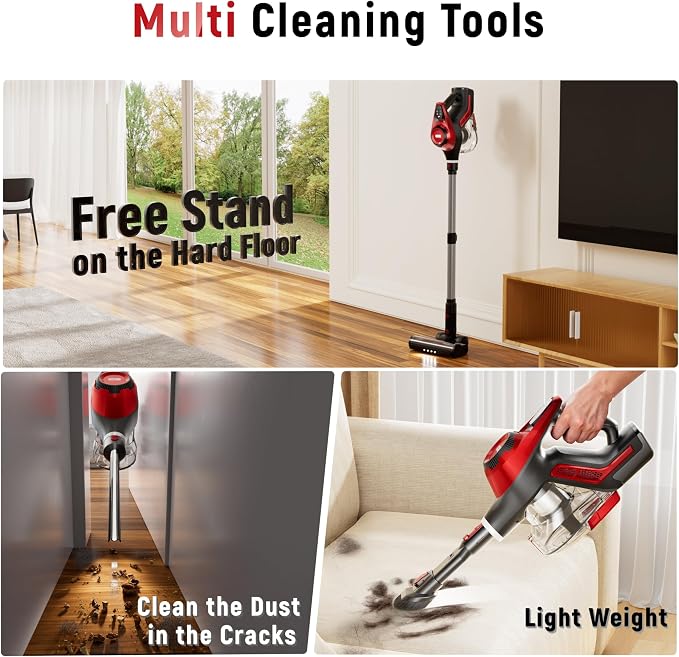 Cordless Vacuum Cleaner, 30Kpa Home Stick Vacuum, Smart Display & 1.5L Dust Cup - Image 5