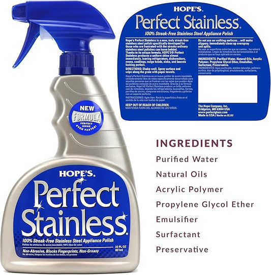 HOPE'S Perfect Stainless Steel Cleaner and Polish, Streak-Free Self-Polishing - Image 2