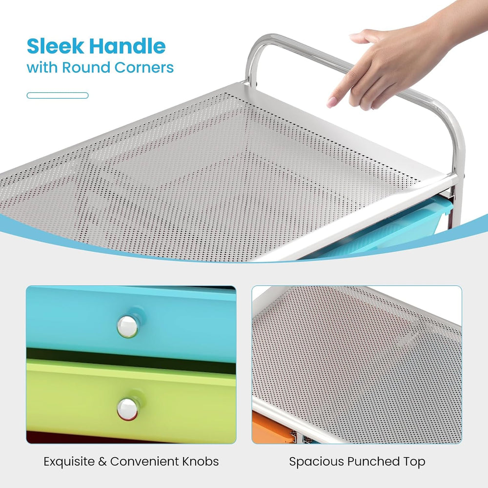Giantex 15-Drawer Organizer Cart Office School Storage Cart Rolling Drawer Ca...