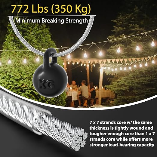 1/8" Wire Rope Kit, 100 Ft PVC Coated Steel Cable Guide Wire Tensioner Strainer - Image 6