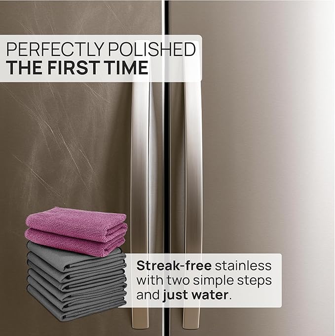Claro Stainless Steel Cleaner Cloth 8-Pack – Microfiber Cleaning Cloths - Image 2