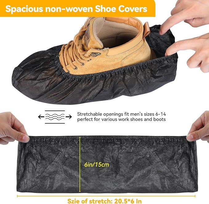100Pcs Shoe Covers Disposable Non Slip, Large Size Non-Woven Boot Covers - Image 2