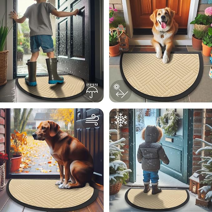Smiry Half Circle Front Door Mat Outside Entrance, Heavy Duty Outdoor Indoor - Image 7