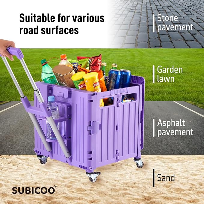 Folding Utility Cart Portable Rolling Crate Handcart Shopping Trolley - Image 6