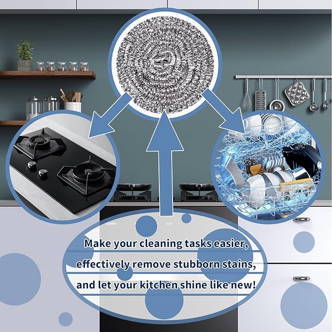 Stainless Steel Scrubber Scrubbing Scouring Pad Sponges Clean Pot Pan and Steel - Image 4