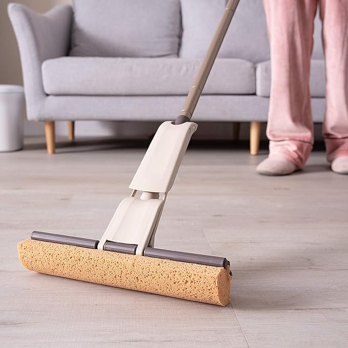 Eyliden Sponge Mop with 1 Extra Reusable Absorbent Sponge Refills, Easy Squeeze - Image 4
