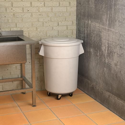 55 Gallon White Round Commercial Trash Can - Image 4
