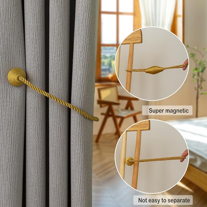 Magnetic Curtain Tiebacks 2 Pack Outdoor Rope Curtain Tie Backs Decorative - Image 4