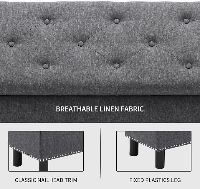 Furnimart 42.5 Inch Storage Ottoman Bench, Flip Top End of Bed Storage Bench - Image 4