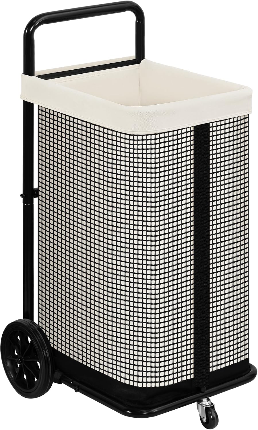 STORAGE MANIAC Rolling Laundry Cart with Removable Canvas Liner Bag, Beige