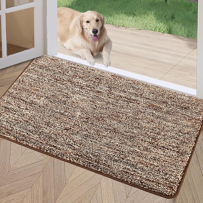REFETONE Coffee/Brown Doormat, Indoor Non Slip Absorbent Rug - Image 7