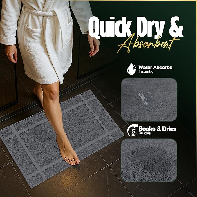 Pearl Linens Pack of 2 Washable Cotton Bath Mat 18x25 - Image 4