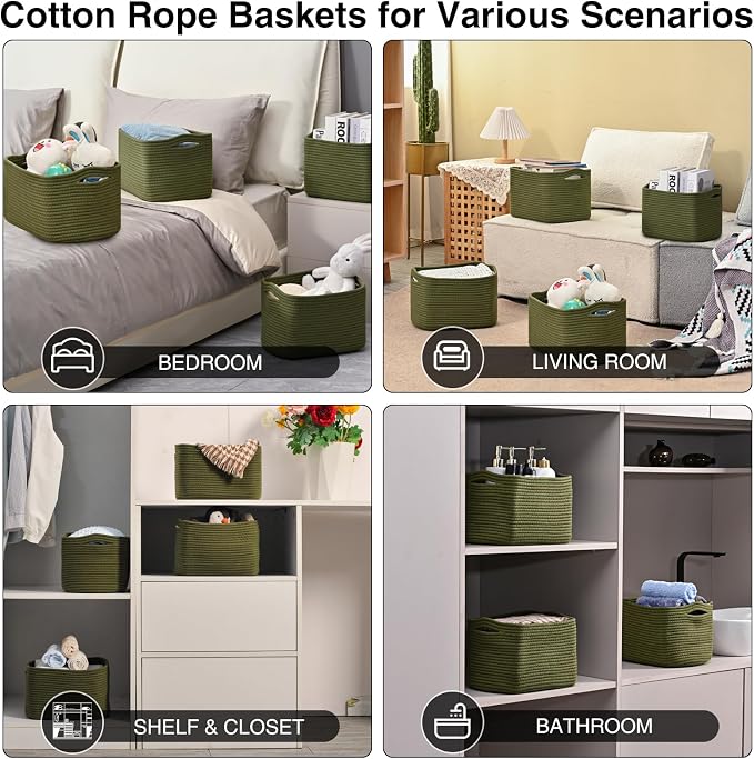 Small Storage Baskets for Organizing, Woven Storage Baskets for Shelves - Image 4