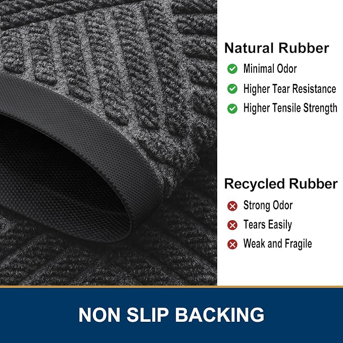 Smiry Front Door Mat Outside Entrance, Heavy Duty Outdoor Indoor Natural Rubber - Image 5