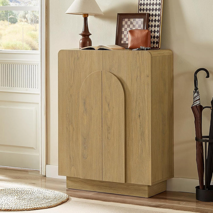 ONBRILL Shoe Storage Cabinet,13.8" D x 31.6" W x 43.3" H, Oak
