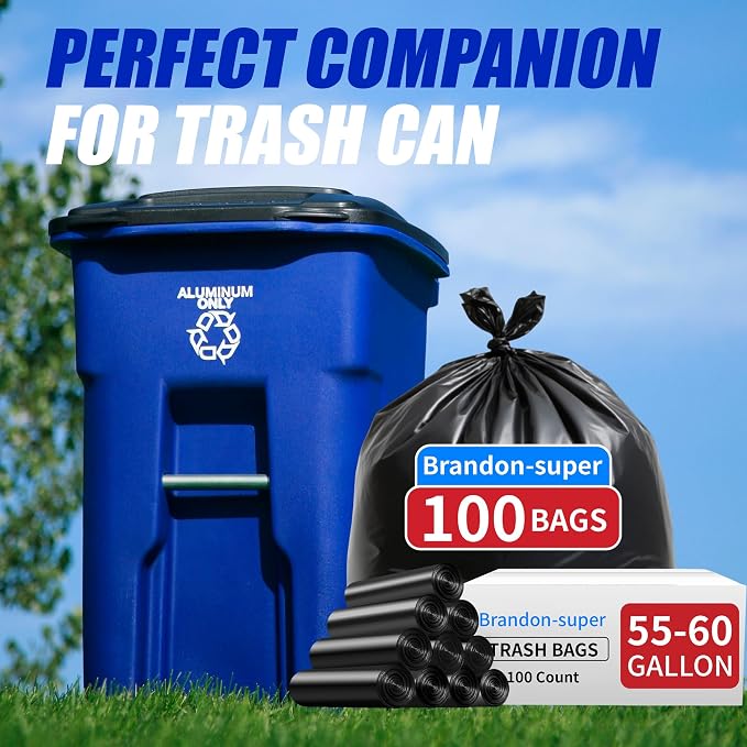 Brandon-super 55-60 Gallon Trash Bags, Sturdy & Tear-Resistant Commercial Can - Image 6