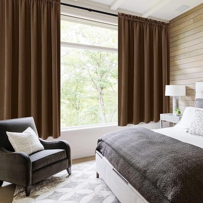 DWCN Short Brown Blackout Curtains - Image 2