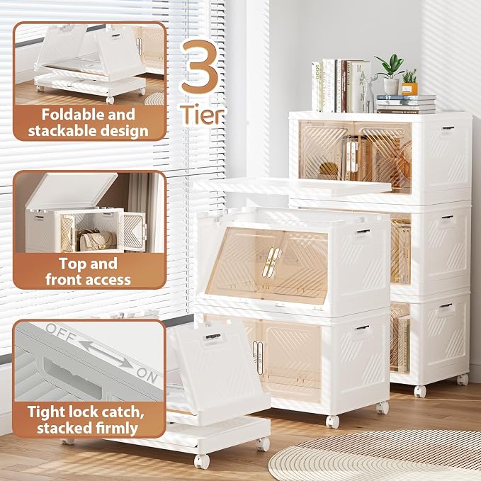 Storage Bins with Lid 76QT, Stackable Storage Containers with Wheels and - Image 5