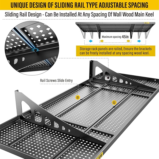 2Pack 1.64x4ft Adjustable Metal Garage Wall Shelving Heavy Duty Garage Storage - Image 3