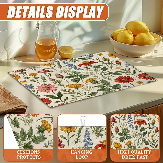 Spring Wild Flower Dish Drying Mat - Image 3