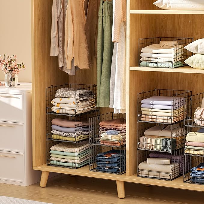 4-Tier Stackable Closet Organizers and Storage Shelves, Foldable Closet Shelf - Image 6