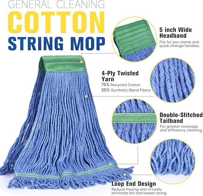 Matthew Cleaning Commercial Mop Head Replacement, 5 Inch Wide Headband - Image 3