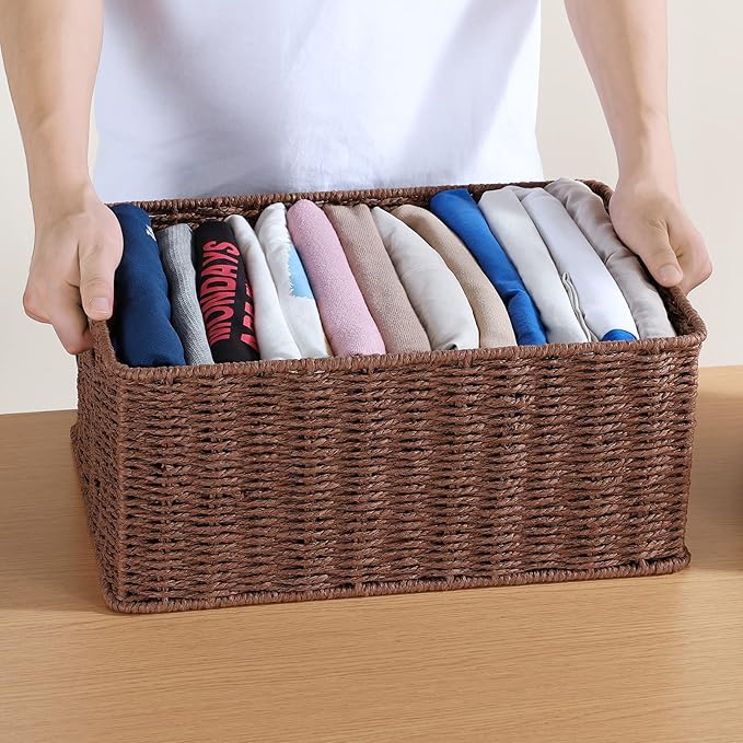 HOONEX Large Woven Baskets for Storage, Paper Rope Baskets - Image 5