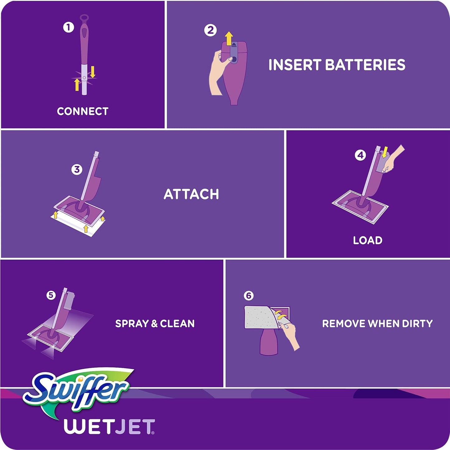 Swiffer Wet Jet Mop Cleaning Pads Refill, Floor Cleaner for Mopping Wood, Laminate, Tile in Home, Bathroom, Kitchen, All Purpose Multi-Surface Spray Mop Pad for Floor Cleaning, 24ct
