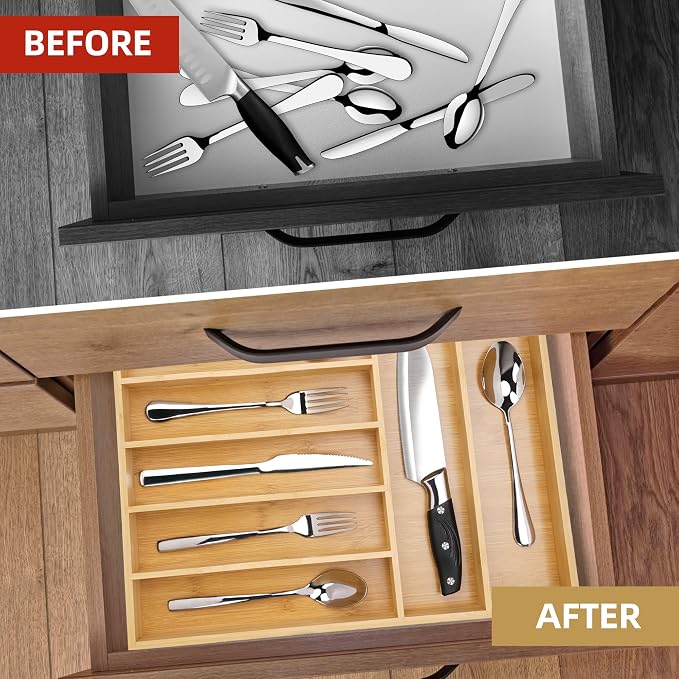 Silverware Organizer Kitchen Drawer Organizer Utensil Organizer Bamboo - Image 7